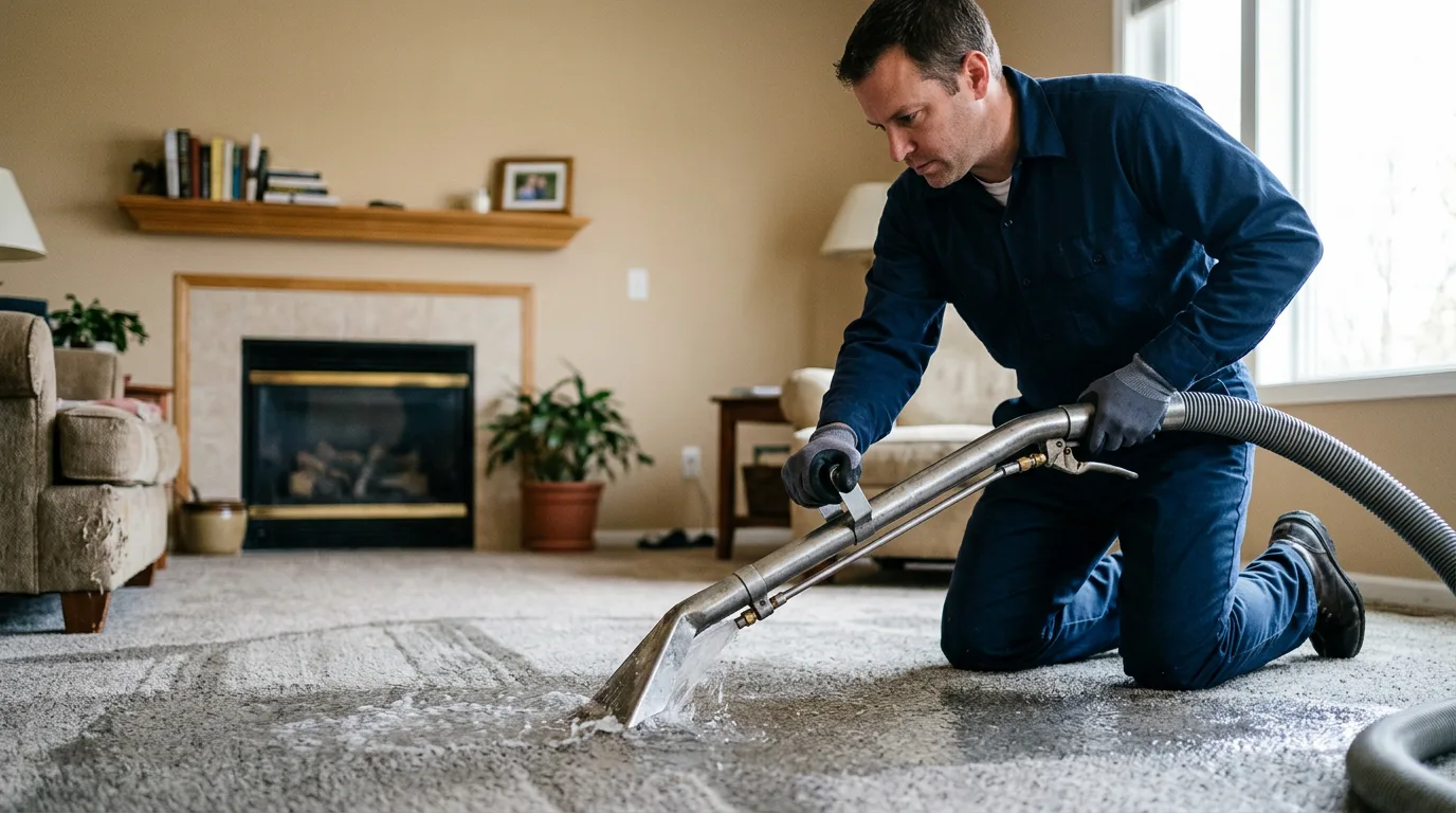 Water damage restoration technician working near Nashville, MI